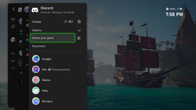 A screenshot of a Discord overlay with the Stream your game option highlighted.