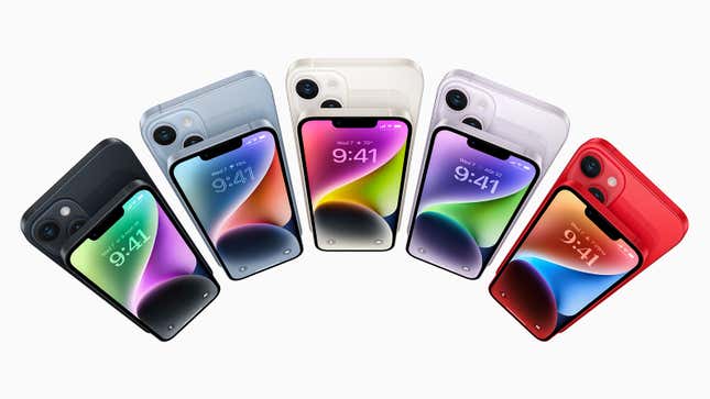 iPhones in various colors