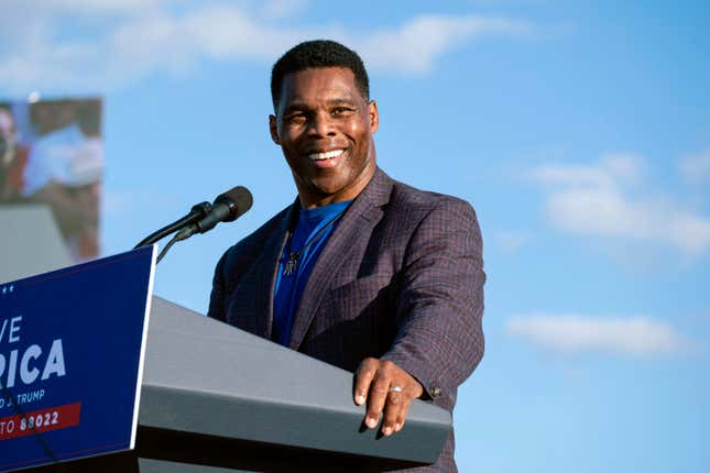 In this Sept. 25, 2021, file photo Senate candidate Herschel Walker speaks during former President Donald Trump’s Save America rally in Perry, Ga. Senate Minority Leader Mitch McConnell on Wednesday, Oct. 27, endorsed Herschel Walker’s Republican primary bid for a Senate seat in Georgia.