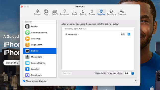 change safari permissions