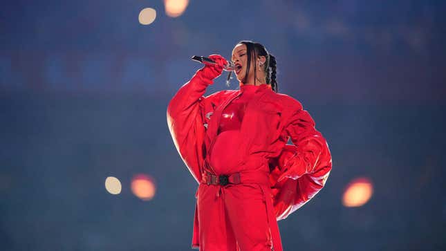 Rihanna performs during the halftime show at the NFL Super Bowl 57 football game between the Kansas City Chiefs and the Philadelphia Eagles, Sunday, Feb. 12, 2023, in Glendale, Ariz. 