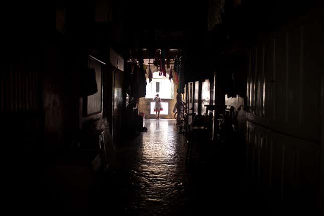 The long, narrow corridors of the BDD chawl.