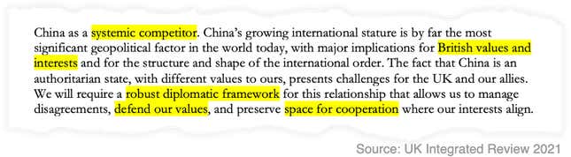 An excerpt from the UK's 2021 Integrated Review