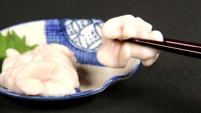 shirako in chopsticks