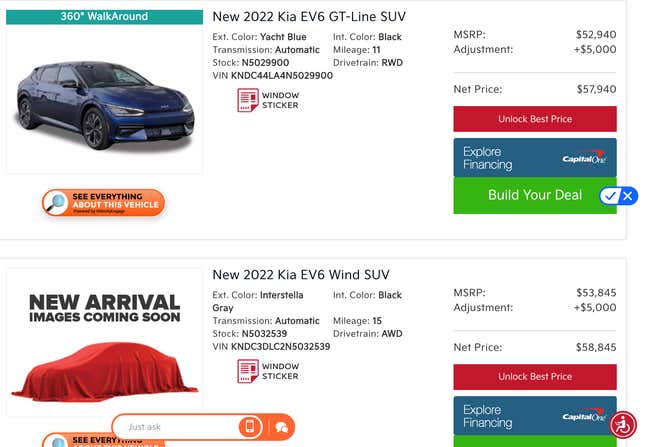 Premier Kia Of Carlsbad, where all 14 of the EV6s in their inventory have $5,000 markups.