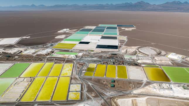 An aerial photo of a lithium sourcing site in Mexico. 