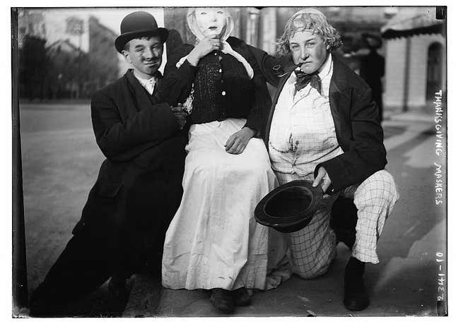 Benefactors would place pennies in the fire until they were red-hot, before throwing them out the window for maskers.