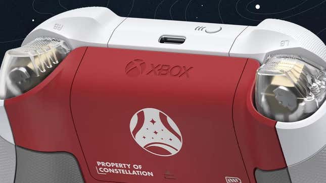 A rear-view of the Starfield Xbox controller.