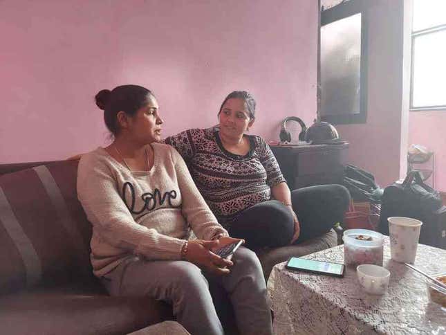 Gunjan Chaudhary, seen here with Seema Singh, was part of the group that visited Urban Company office on October 14, the day the company revised some of its policies.