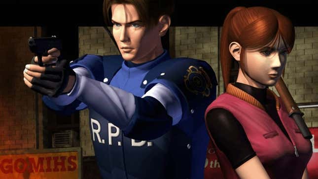 Leon and Claire as seen in a promo image for the original Resident Evil 2. 