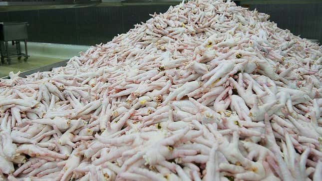 Large pile of raw chicken parts