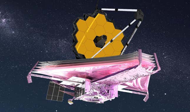 An artist's illustration of the Webb telescope in space. 