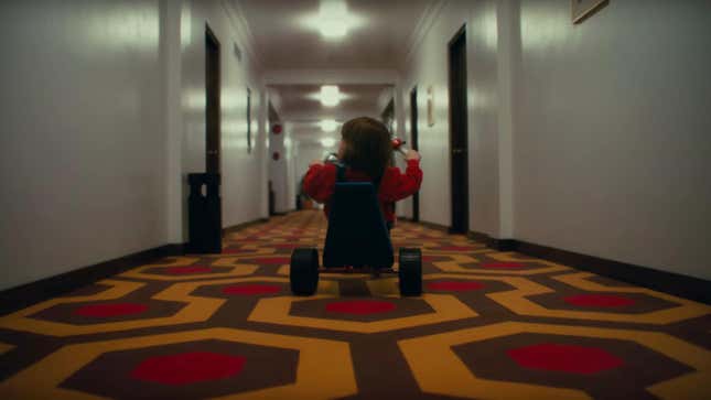 The Overlook Hotel's famous carpet pattern gets its close-up in this scene from Doctor Sleep.