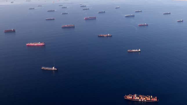 Image for article titled A Record Number Of Cargo Ships Are Stuck Outside Of California As Ports Can&#39;t Keep Up