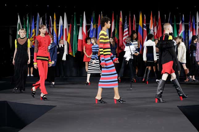 NEW YORK, NY - SEPTEMBER 11: Models walk the runway during the Opening Ceremony fashion show during New York Fashion Week at Jacob Javits Center on September 11, 2016 in New York City. (Photo by JP Yim/Getty Images)