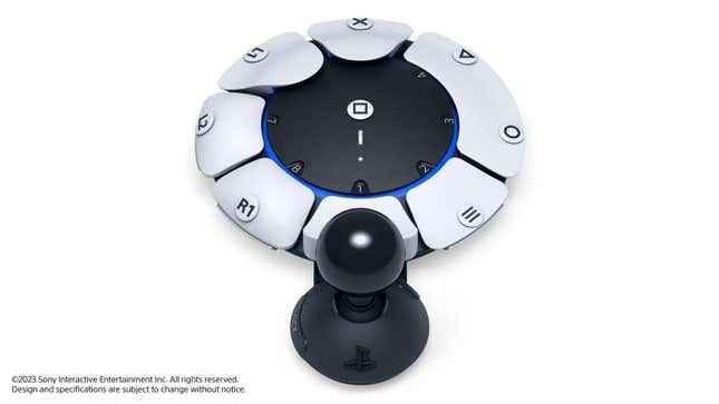 A render of the circular PlayStation 5 accessibility controller is shown.