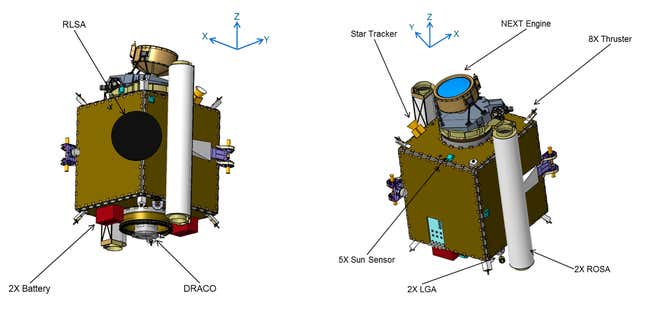 Two views of the DART spacecraft.
