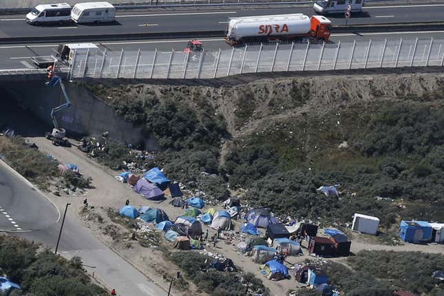 A makeshift camp for migrants and asylum seekers in Calais, France.