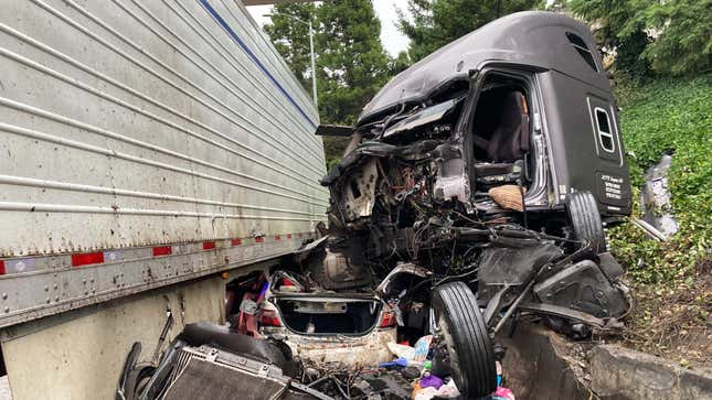 Image for article titled Portland Driver Somehow Survives Getting Run Over By Semi-Truck