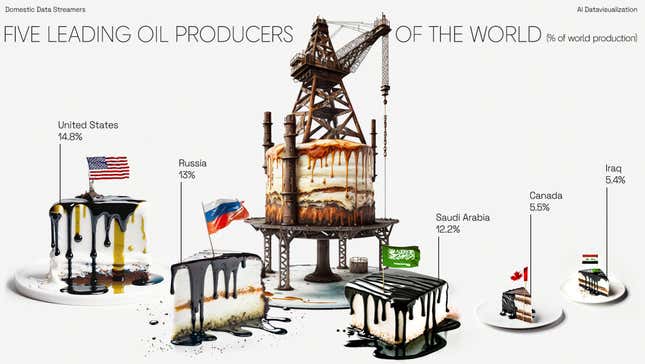 A chart on the five leading oil producers of the world that uses AI