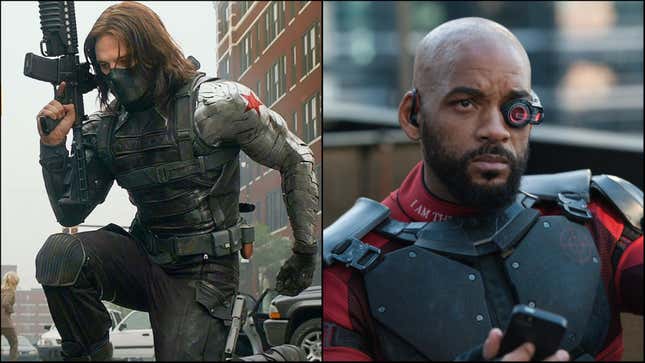 Left: Captain America: The Winter Soldier (Screenshot: Marvel Studios/YouTube); Right: Deadshot in Suicide Squad (Photo: Warner Bros.)