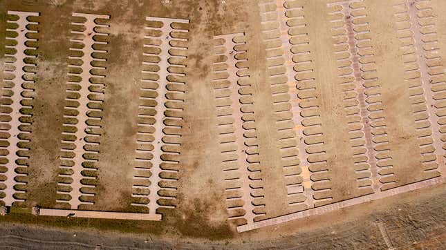 Boat docks sit on dry land at the Browns Ravine Cove area of drought-stricken Folsom Lake, in Folsom, California on May 22, 2021. 