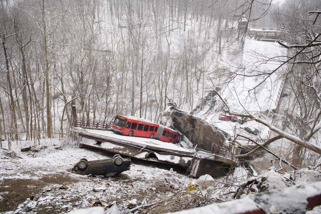 The aftermath of the Fern Hollow Bridge collapse in January