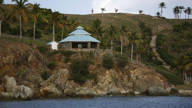 A building stands on Little St. James Island, owned by fund manager Jefferey Epstein, in St. Thomas, U.S. Virgin Islands