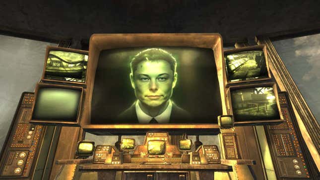Imagen para el artículo titulado Un modder usa IA para convertir a Elon Musk en el nuevo villano de Fallout: New Vegas