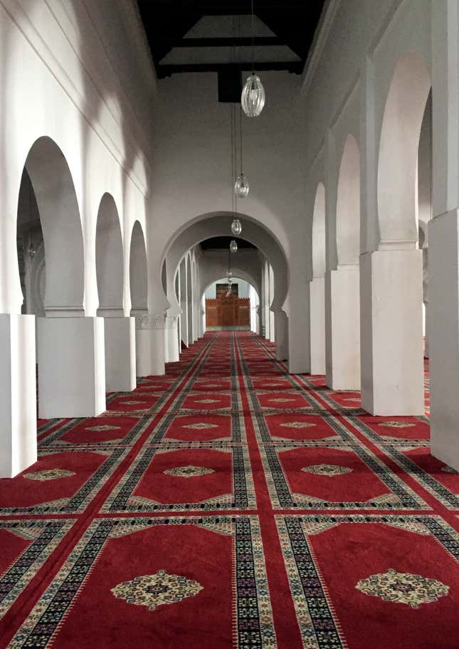 A prayer hall of the Al-Qarawiyyin mosque (AP/Samia Errazouki).