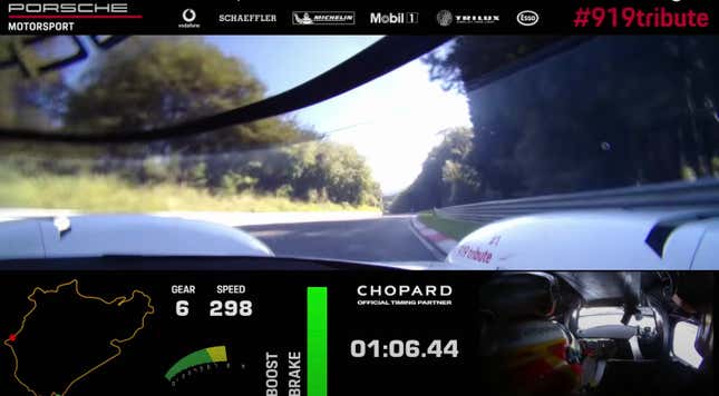 The Porsche 919 Hybrid Tribute sets a Nurburgring lap time, this is the view from inside the car.