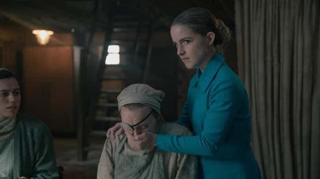 Esther (Mckenna Grace) stops Janine (Madeline Brewer) from eating poisoned berries.