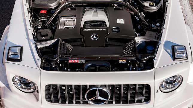 The 4.0-liter twin-turbo ‘63&#39; V8 in a Mercedes-AMG G63.