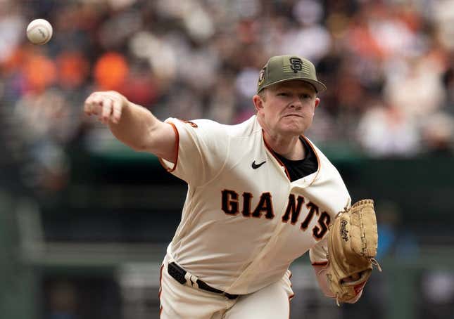 May 20, 2023; San Francisco, California, USA; San Francisco Giants starting pitcher Logan Webb (62) delivers a pitch against the Miami Marlins during the first inning at Oracle Park.