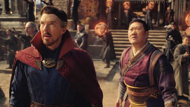 Strange and Wong look to the skies, concerned.