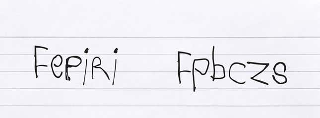 A 5-year-old who writes “fepiri” when asked to write the word “touch” might seem to know nothing about spelling, but this attempt looks more like a word than “fpbczs” as produced by a 4-year-old.