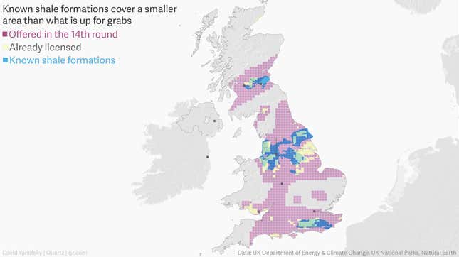 Image for article titled Nearly half the UK is up for fracking, and these maps show you where