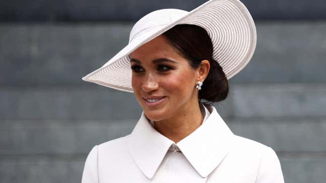 Meghan, Duchess of Sussex departs after the National Service of Thanksgiving to Celebrate the Platinum Jubilee of Her Majesty The Queen on June 3, 2022 in London, England.