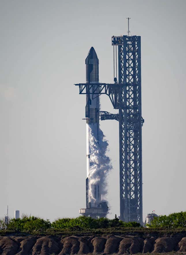 Starship during the launch attempt on Monday, April 17.