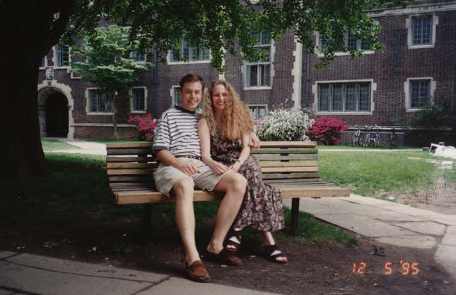 Photo of young Elon Musk and Jennifer Gwynne