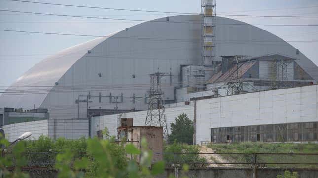 Sarcophagus over the Chernobyl nuclear power plant.