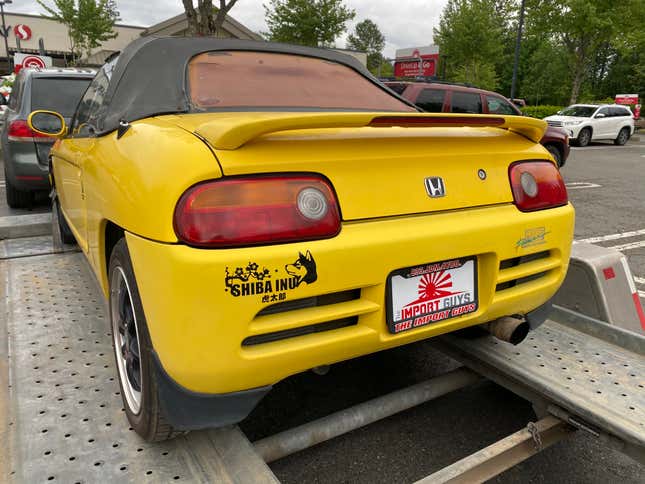 The car’s previous owner in Japan seems to have a thing for cute dogs.