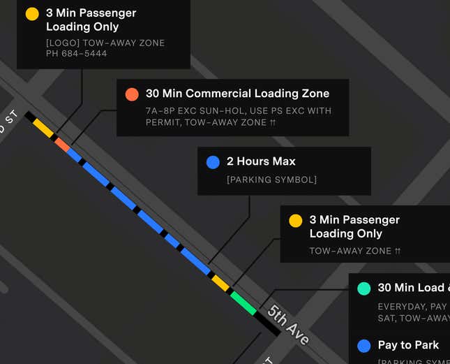 With up-to-date maps of parking, drop-off, and delivery spaces, cities can better manage their curbside allocations.