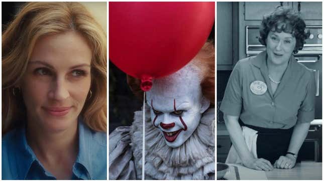 Left to Right: Eat Pray Love (Screenshot: Sony Pictures/YouTube), It (Screenshot: Warner Bros/YouTube), Julie &amp; Julia (Screenshot: Sony Pictures/YouTube)
