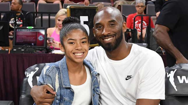 Gianna Bryant and her father, former NBA player Kobe Bryant, attend the WNBA All-Star Game 2019 on July 27, 2019 in Las Vegas, Nev.