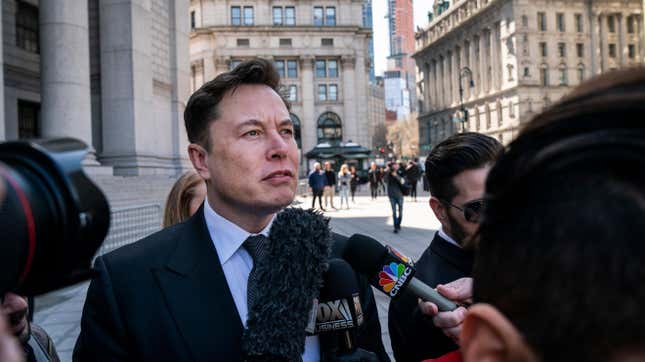 Photo of Elon Musk outside court building