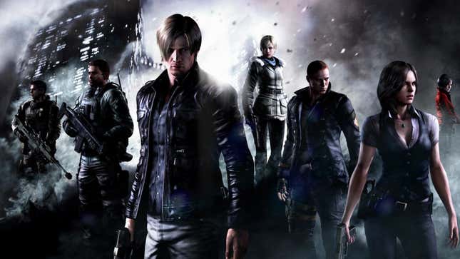 An image shows the main cast of RE6. 