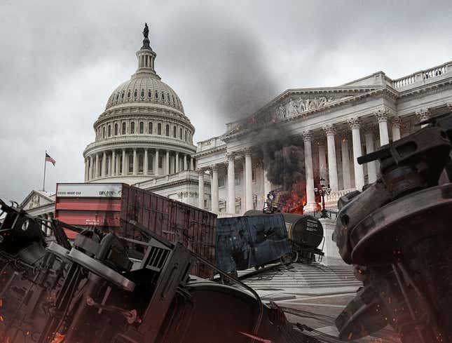 Image for article titled Norfolk Southern CEO’s Testimony Cut Short After Train Derails Into Capitol Building
