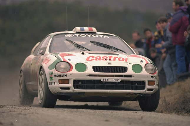 Didier Auriol and Bernard Occelli of France in action in their Toyota Celica during the 1995 Monte Carlo Rally in Monaco.