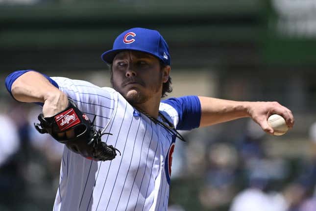 May 26, 2023; Chicago, Illinois, USA; Chicago Cubs starting pitcher Justin Steele (35) delivers against the Cincinnati Reds during the first inning at Wrigley Field.